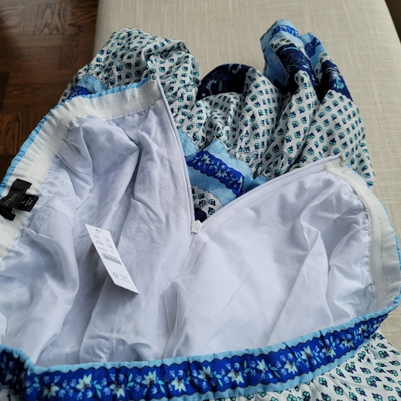New! J Crew L Large Tiered skirt in blue ribbon block print NWT - Picture 12 of 13